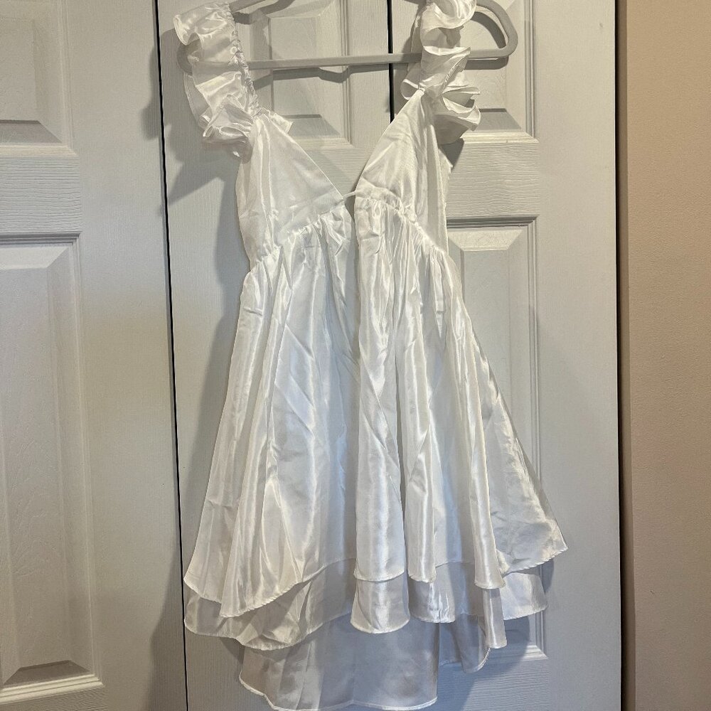 Selfie Leslie Siren Song Frill Strap Mini Dress White